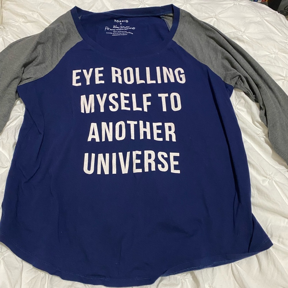 Torrid Navy and Gray Quarter Sleeve Tshirt Size 0